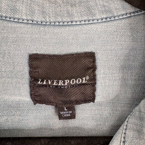 Liverpool Denim Jacket Bluestone Light Wash Button Front Women Long Sleeve Large - Picture 7 of 16